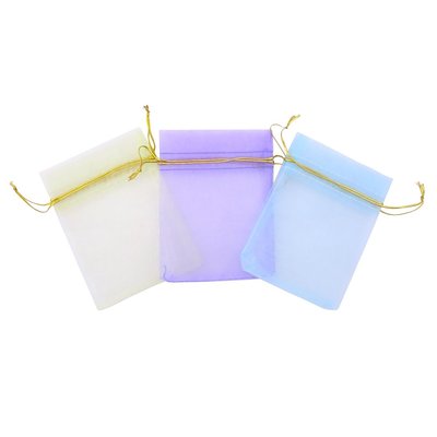 包裝束口袋收納袋禮物袋 素面紗袋-金/藍/紫(50入)
