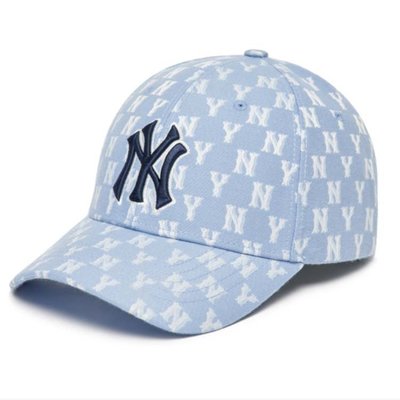 2023年新款MLB老花滿印藍色棒球帽男女同款NY漁夫帽韓版帽子潮ins XYXP19733超夯 正品 活動