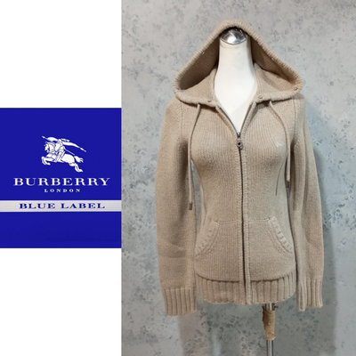 【皮老闆二店】 二手真品 BURBERRY BLUE LABEL 藍標 外套 長袖 針織 長針織 女裝 精品女裝 43%羊毛 紫975