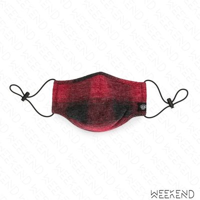 【WEEKEND】 MOSTLT HEARD RARELY SEEN MHRS 格紋 可調式束帶 口罩 紅黑色
