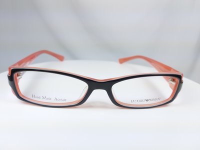 『逢甲眼鏡』 EMPORIO ARMANI 光學鏡架 全新正品 黑框 橘紅鏡腳 復古撞色款【EA1315J M1F】