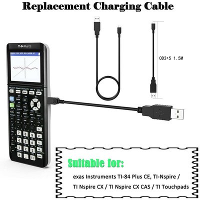 德州儀器（TI）便攜式充電電纜 替換USB充電線 適用於TI-84 Plus CE / TI-Nspire