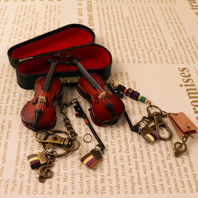 刻字定制木質小提琴大提琴鑰匙扣包包掛件情侶男女創意情人節禮物