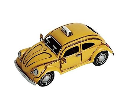 日本進口 長18CM   好品質歐式金龜車汽車模型擺件黃色汽車計程車TAXI車子裝飾品收藏品送禮 6417c