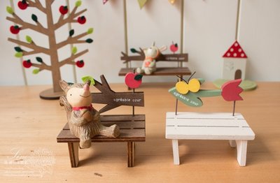 【36號日本雜貨直營】日本園藝家飾雜貨 可愛木製公園椅～鬱金香＆蘋果款 S