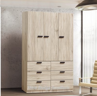 【N D Furniture】台南在地家具-木心板浮雕木紋橡木色4*7拉門六抽衣櫥YQ