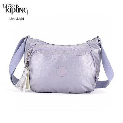 小Z代購#Kipling 猴子包 KI2588 金屬紫 拉鍊款輕量斜背肩背包 多夾層 輕量 旅遊