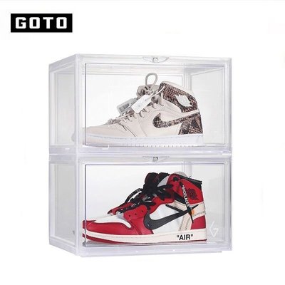 促銷打折 GOTO鞋盒收納盒透明球鞋側開鞋墻磁吸塑料抽屜式網紅鞋特價