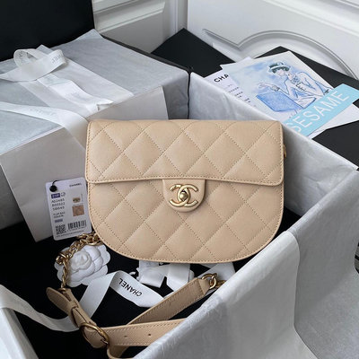 Chanel  21SS系列 馬鞍包 AS2484 AS2485  杏色