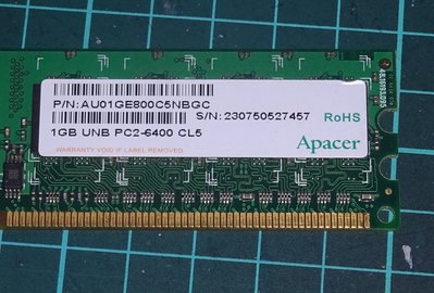 ...點子電腦-北投...桌上型◎中古APACER 宇瞻的DDR2 800 1G ◎ 50元