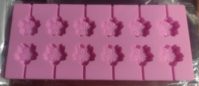 二手12連櫻花圓片棒棒糖矽膠模具/巧克力矽膠模具