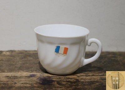 眾誠優品 孤品法國弓箭手Arcopal中古奶玻璃咖啡杯 中古餐具收藏ZC3234