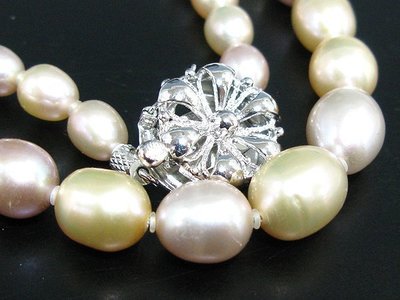 珍珠項鍊 SILVER 淡水 粉紅色珍珠項鍊 時尚精品， 免運費 ❤️(✿◕‿◕✿)❤️