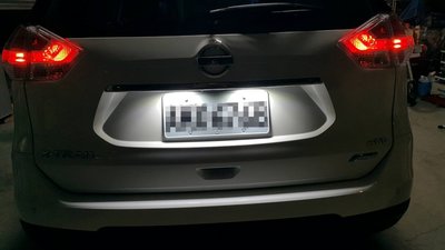 【JP】新竹永豐汽車LED@2016 Nissan X-Trail 牌照燈改T10 5630 30SMD 滿版 爆亮~