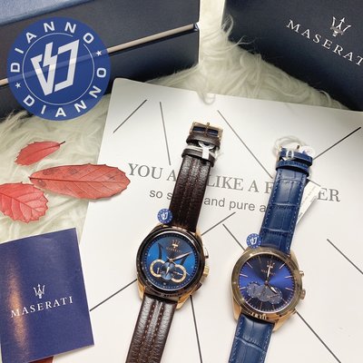 實體店面 帝安諾- MASERATI瑪莎拉蒂手錶皮錶帶 藍面玫瑰金 R8871612024 R8871612015