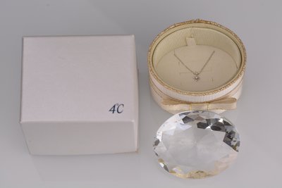 【芬芳時尚】日本購回日本珠寶專櫃品牌 4°C 4度C 10K白金單顆天然鑽石項鍊 附專櫃盒 小 111236123208