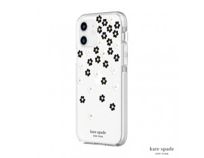 iPhone 12/12 Pro 6.1吋 黑白小花+金色鑲鑽透明殼 Kate Spade Scattered 手機背蓋