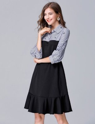 韓版大尺碼洋裝L-5XL洋裝胸圍127連身裙顯瘦女裝連身裙大碼洋裝
