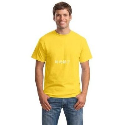 NG貨，有斑點Hanes 5180 Beefy-T經典重磅T恤黃色．男觸感好、耐磨損、無領標、穿著舒適！大尺碼-時尚鋪子