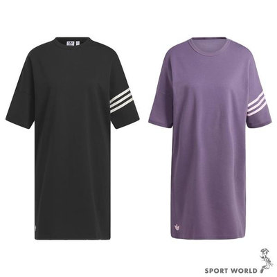 Adidas 女裝 連身洋裝 連身裙 寬鬆 黑/紫【運動世界】IB7309/IP6511