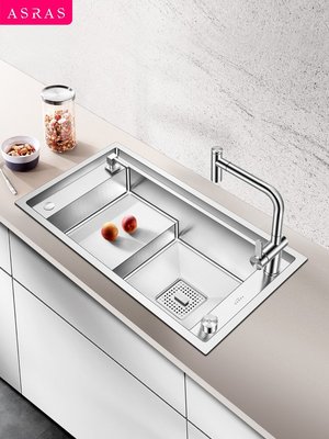 阿薩斯304不銹鋼階梯式手工水槽套餐家用廚房洗菜盆洗碗池大單槽滿減 促銷 夏季