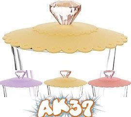《AK37》透明大鑽石造型把手矽膠防塵杯蓋矽膠杯蓋馬克杯蓋防漏杯蓋婚禮小物交換禮物-哈密黃