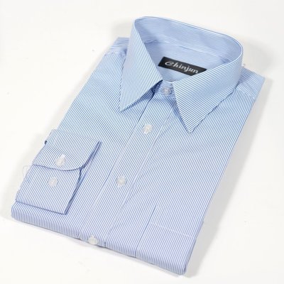 【CHINJUN】抗皺襯衫-長袖、藍白細條紋 k902 藍襯衫 正式襯衫 男襯衫 面式襯衫 上班襯衫 工作襯衫 婚禮襯衫