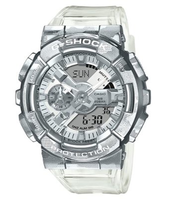 【天龜】CASIO G-SHOCK冰酷迷彩金屬錶圈半透明錶帶 GM-110SCM-1A