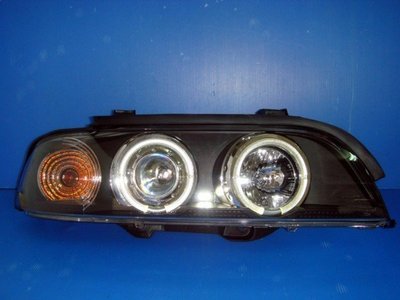 小亞車燈╠ 全新開發 外銷款 BMW E39 光圈 魚眼 黑框 大燈 (含自動水平馬達) 8000