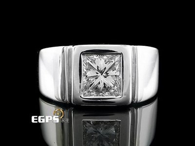 【永久流當品】《EGPS》K金鑽戒 白K金 鑽石戒指 公主方切工 方鑽 白K金鑽戒 1.09CT JO9476