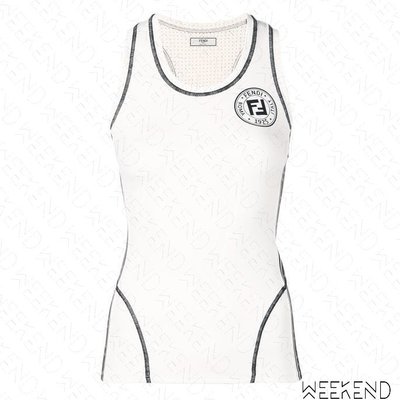 【WEEKEND】 FENDI FF Logo 側邊織帶 運動 無袖 背心 坦克背心 白色 19春夏