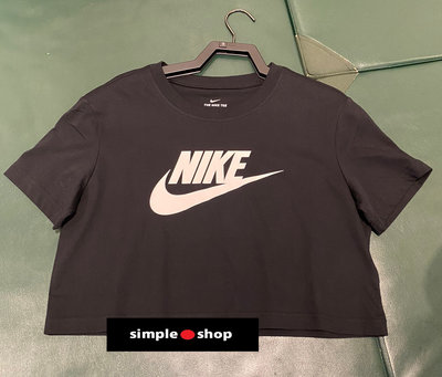 【Simple Shop】NIKE LOGO 短版 運動短袖 NIKE 基本款 短袖 黑色 女款 BV6176-010