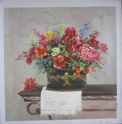 『府城畫廊-手繪油畫』花卉畫－花開富貴－富貴平安－筆法細膩－80x80－(可加框)－有實體店面，請看關於我聯繫－A64