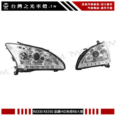 《※台灣之光※》全新凌志 LEXUS RX330 原廠HID專用R8 LED光條晶鑽魚眼投射大燈組白色反光片