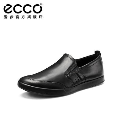 ECCO愛步休閑皮鞋男士透氣 一腳蹬豆豆鞋樂福鞋男 科林2.0 536264