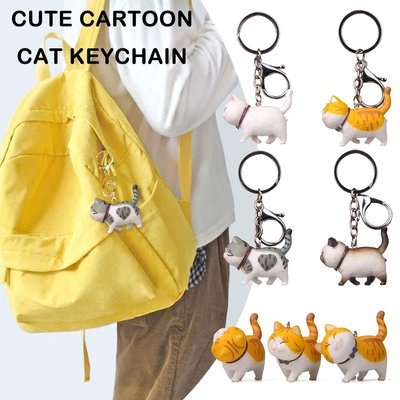 森尼3C-可愛卡通貓咪鑰匙扣圓滾憨實貓咪手辦包掛-品質保證