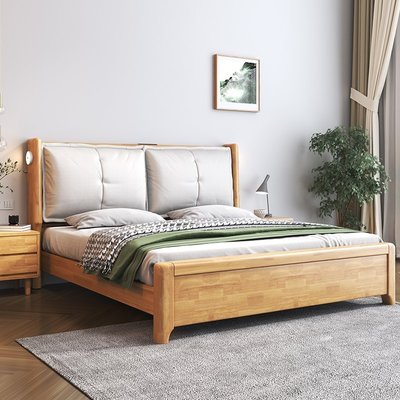 現貨熱銷-實木床靠背墊軟包床輕奢現代簡約北歐雙人2米×220大床主臥儲物床