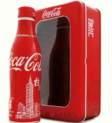 可口可樂50週年 馬口鐵盒紀念瓶