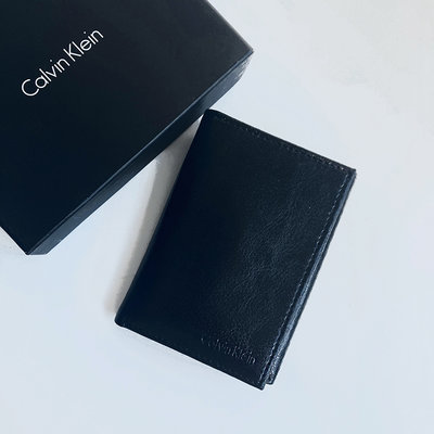 美國百分百【全新真品】Calvin Klein 皮夾 CK 短夾 皮革 錢包 鈔票 卡夾 男夾 logo 黑色 BC19