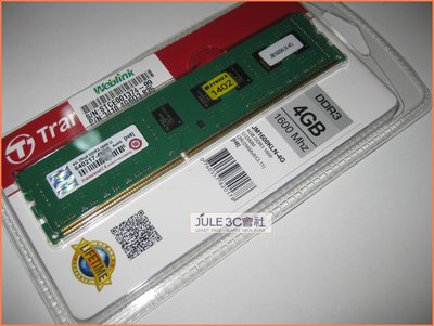 JULE 3C會社-創見 DDR3 1600 4GB 4G JM1600KLN-4G/全新盒裝/雙面/桌上型 記憶體