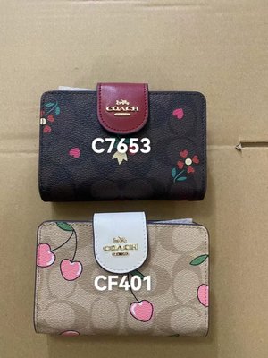 NaNa代購 COACH C7653 CF401 新款印花女士中夾 手拿包 多卡位 零錢袋隔層 附購證