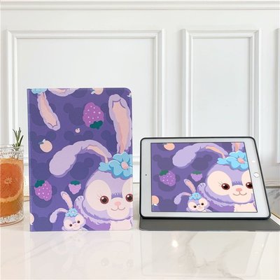 卡通可愛紫色草莓兔子適用 iPad234  air3 10.2 mini45 10.5 Pro9.7 air4 10.9