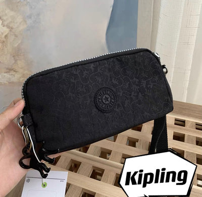 【熱賣精選】 Kipling 猴子包 黑底猴印 K70109 拉鍊手掛包 零錢包 長夾 手拿包 鈔票/零錢/卡包 輕