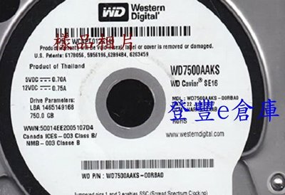 【登豐e倉庫】 YF254 WD7500AAKS-00RBA0 750G SATA2 硬碟