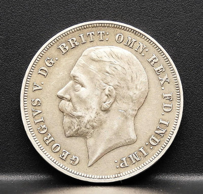 J051-4【周日結標】1935年 英國 喬治五世1克朗屠龍銀幣=1枚 =重約28.3g