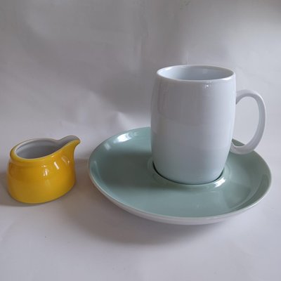 【Marsco】德國Kahla Germany青綠色陶瓷咖啡杯盤+無名白色陶瓷咖啡杯馬克杯（25022266）