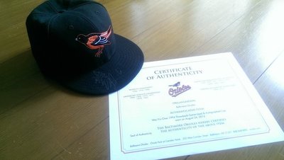 陳偉殷親筆簽名實戰球帽 -美國職棒大聯盟與金鶯球團雙認證-可以交換實戰球衣