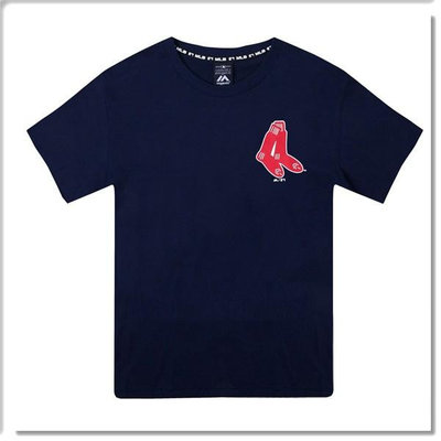 【ANGEL NEW ERA】Majestic MLB 波士頓 紅襪 短T 復古Logo 藏青色 潮流 休閒 穿搭