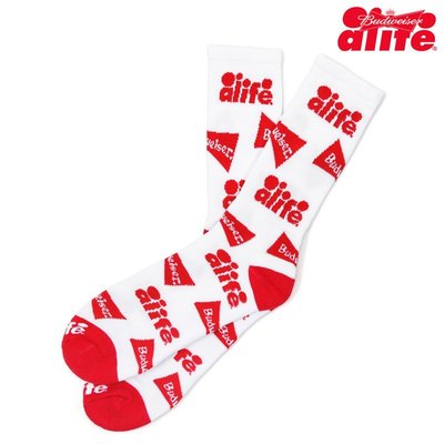 【GIANT MALL】Alife x Budweiser Bowtie Socks 百威啤酒 中筒襪 襪子 白紅