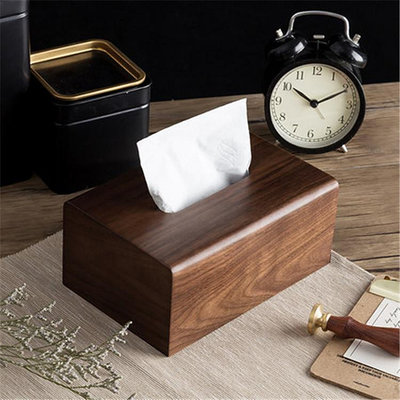 快速出貨 胡桃木木質紙巾盒家用木質紙巾盒黑胡桃紙巾盒辦公室木質抽紙盒